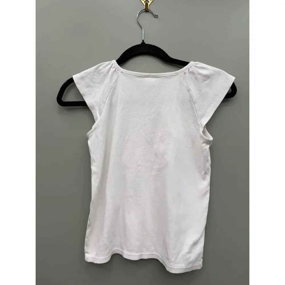 Gymboree Girls Floral Teacup Appliqué Top Size 8 Cottagecore Pink Rosette Tee